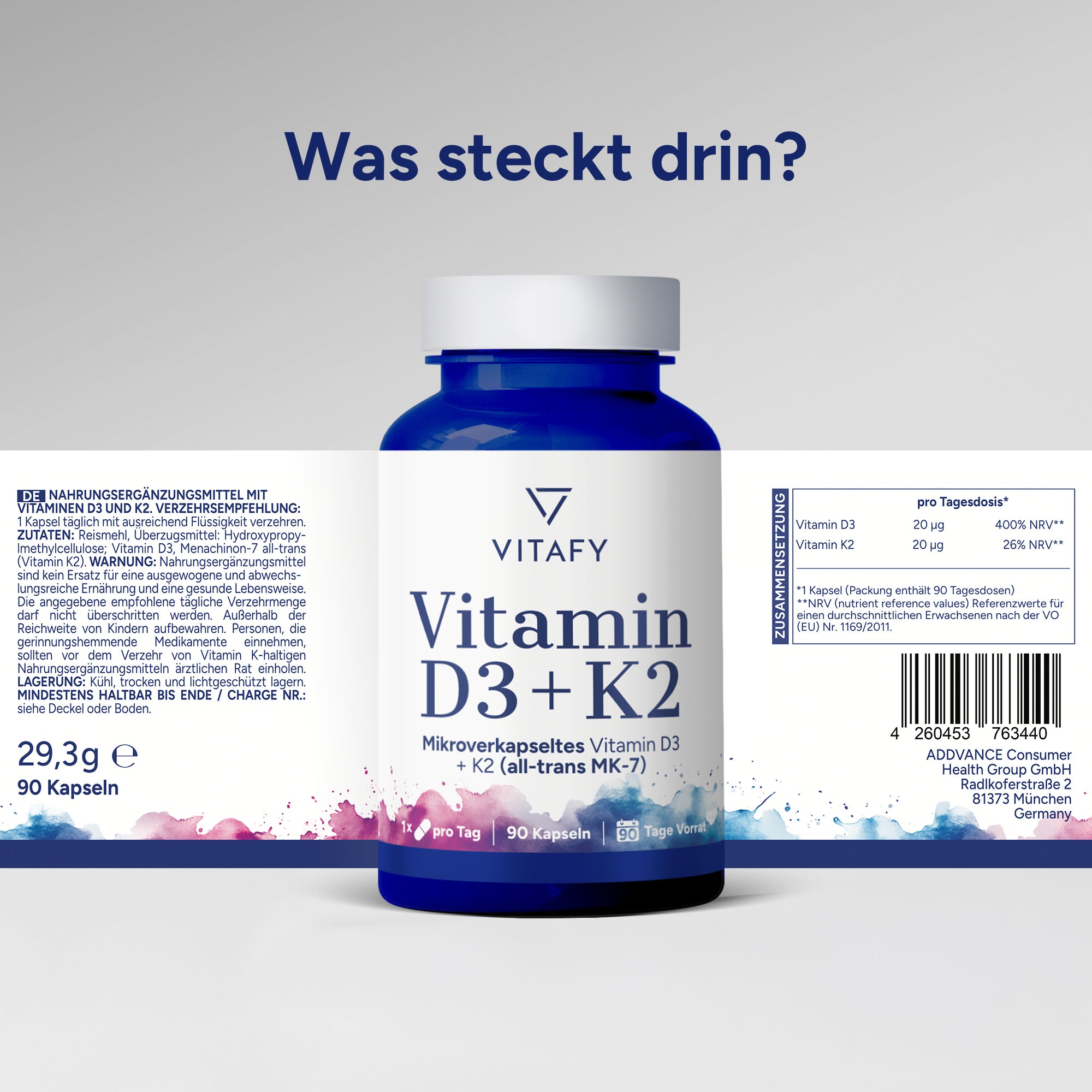 Vitamine D3+K2 (90 gélules)