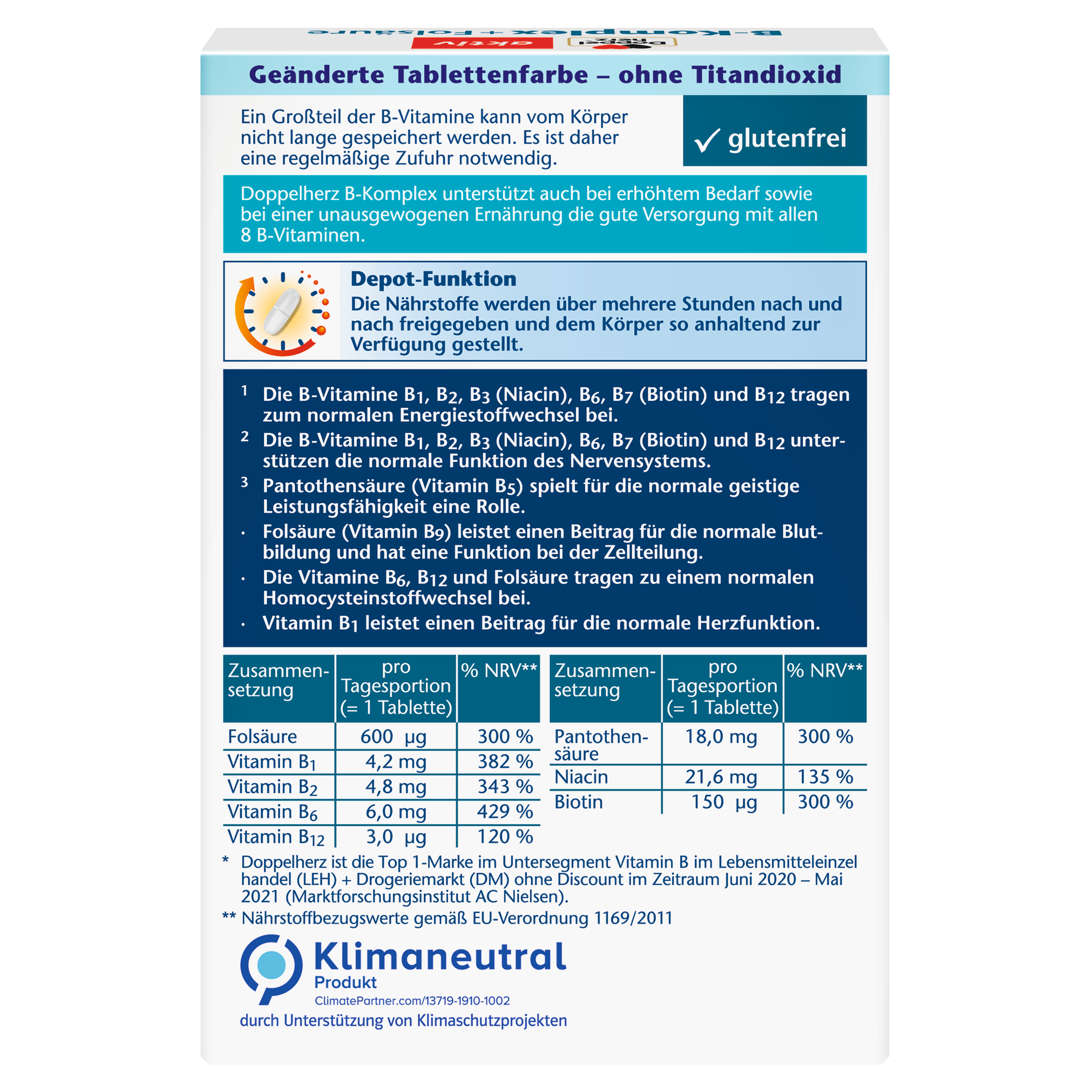 B-Komplex + Folsäure Depot (45 Tabletten)