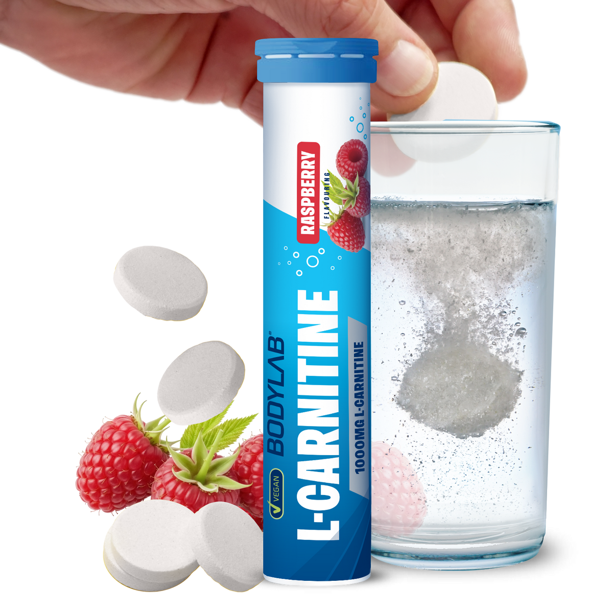 L-Carnitine - 6x 20 comprimés effervescents - Arôme framboise