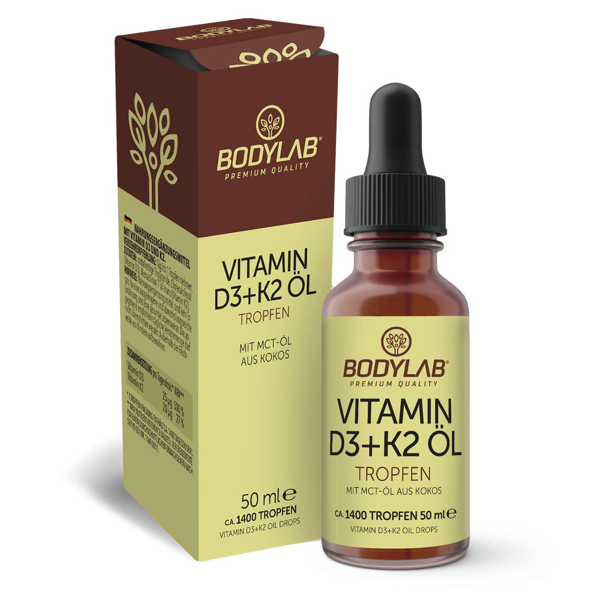Gouttes d'huile de vitamine D3 + K2 (50ml)