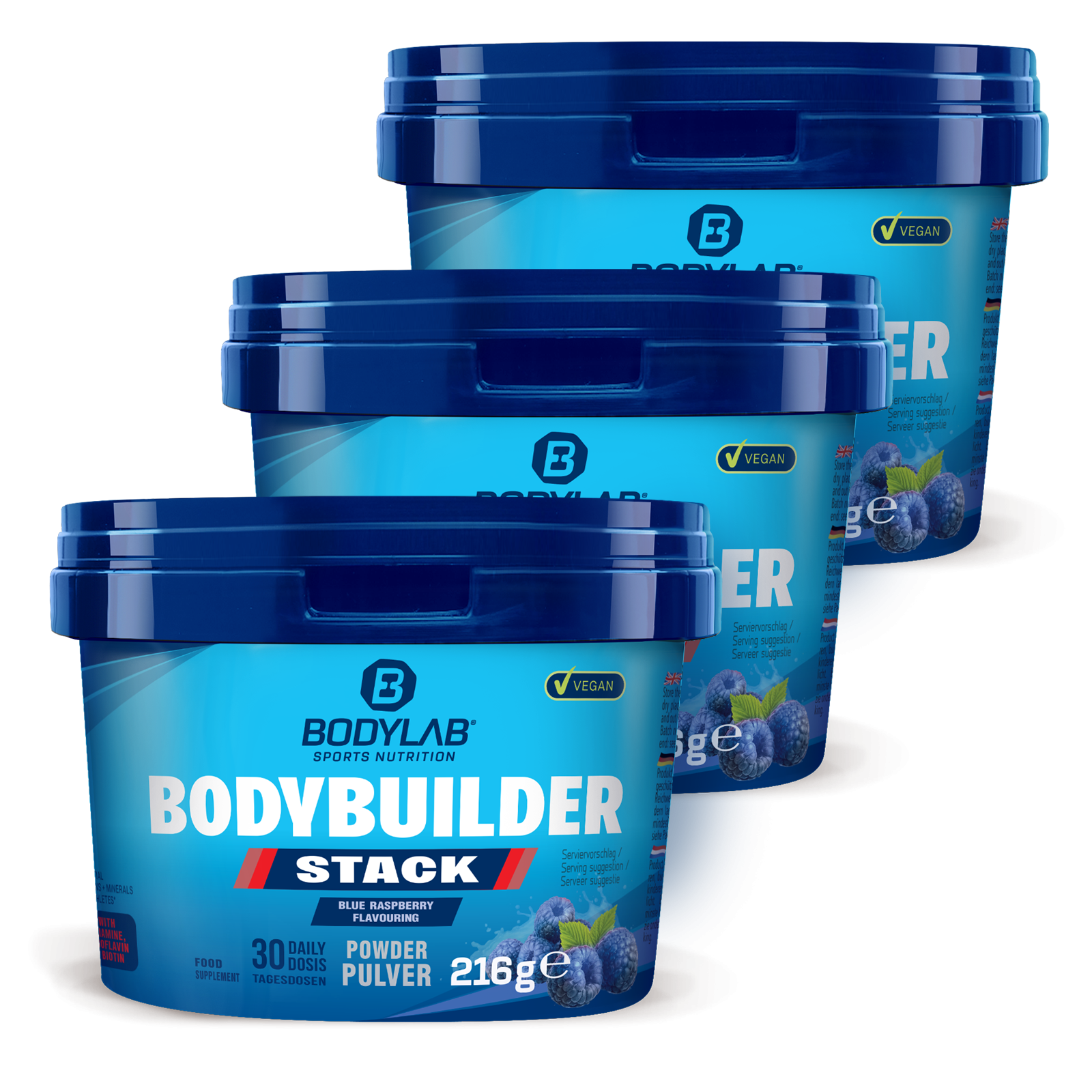 3 x Bodybuilder Stack Powder (216g chacun)