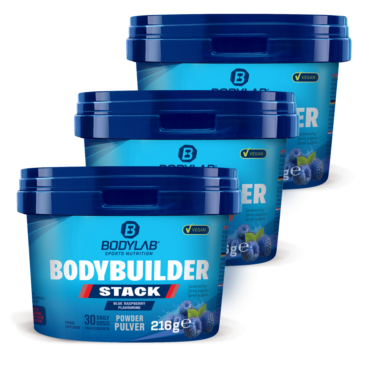 3 x Bodybuilder Stack Powder (216g chacun)