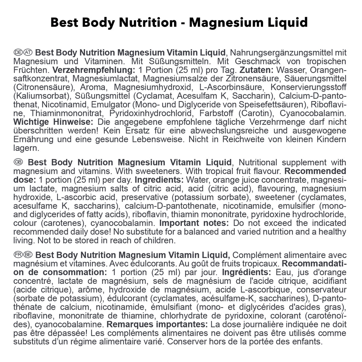 Magnésium Vitamine Liquide (500 ml)