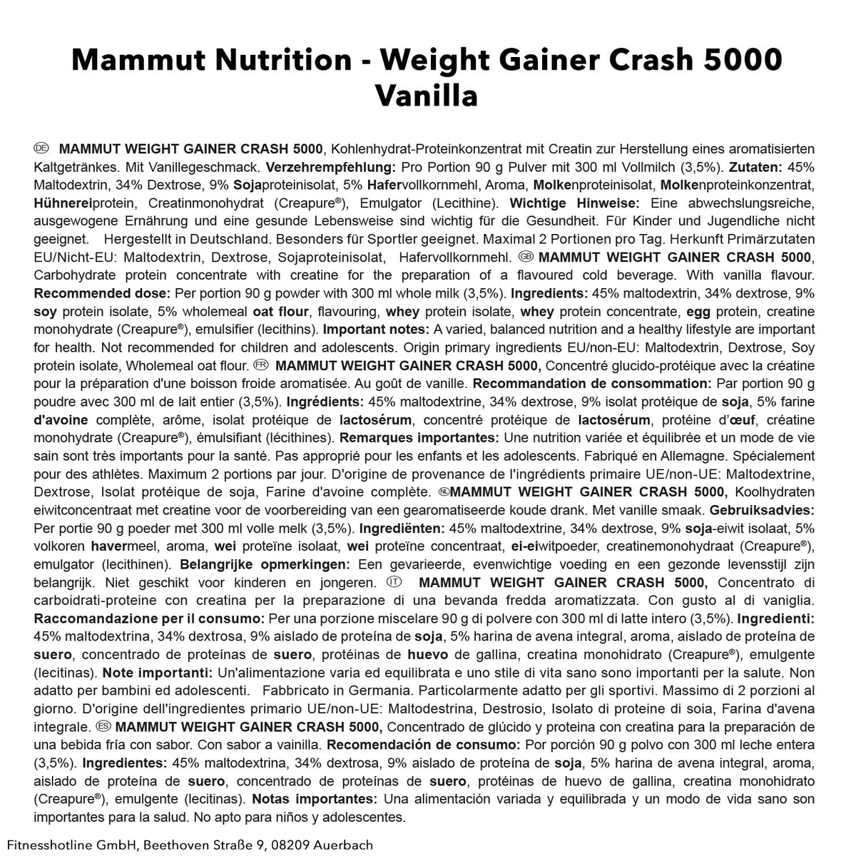 Gainer Crash 5000 (4500g)