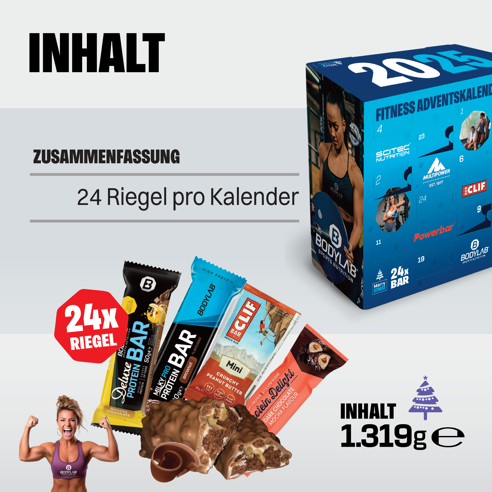 BODYLAB Adventskalender + GRATIS 1000 g Creatine Powder