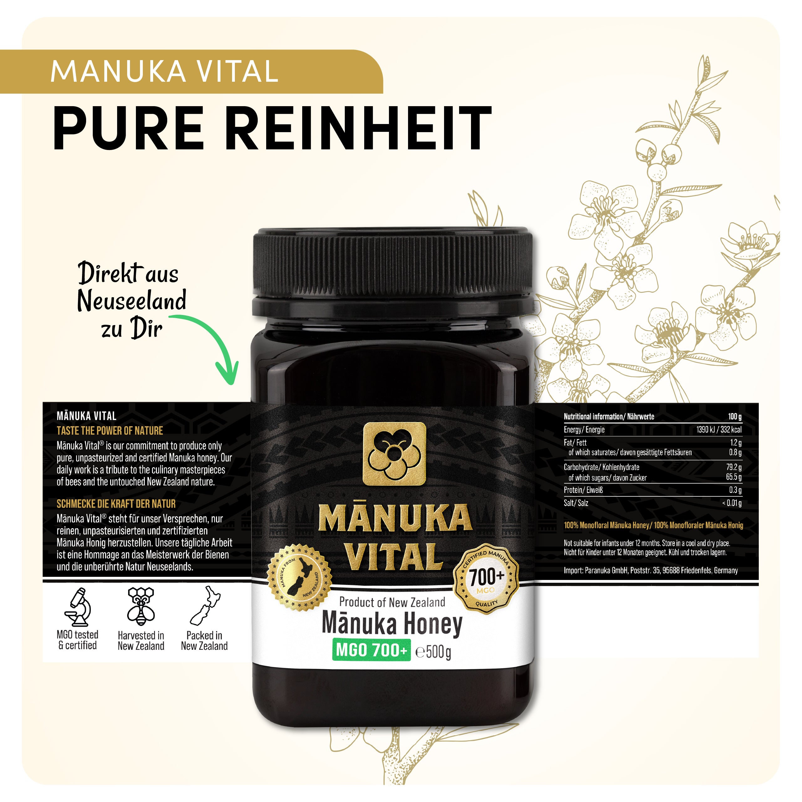 Miel de Manuka Vital MGO 700+ (500g)