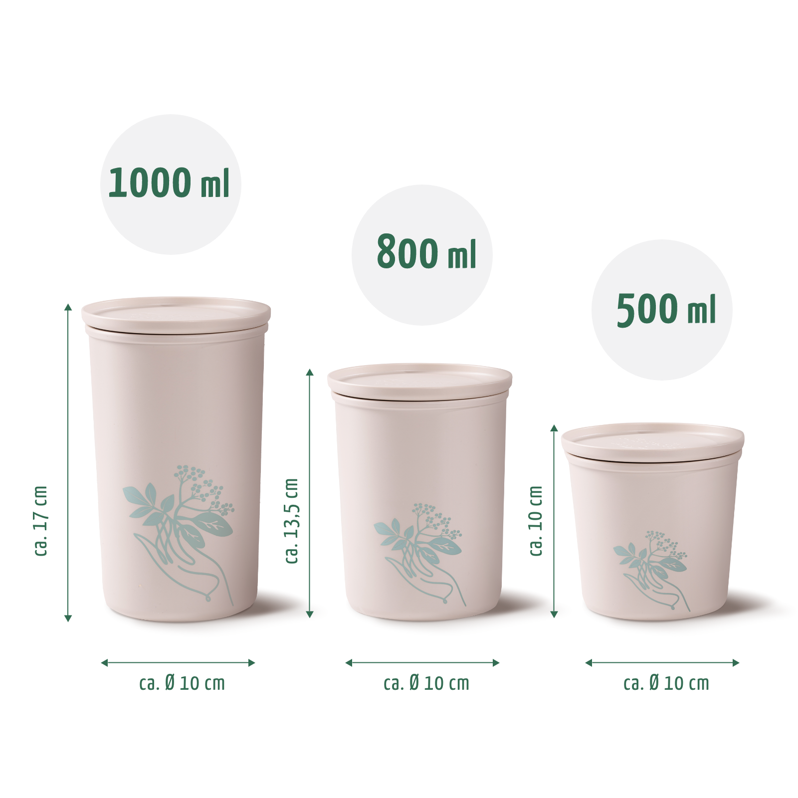 Boîtes de conservation, lot de 3, en plastique recyclé (rPET)