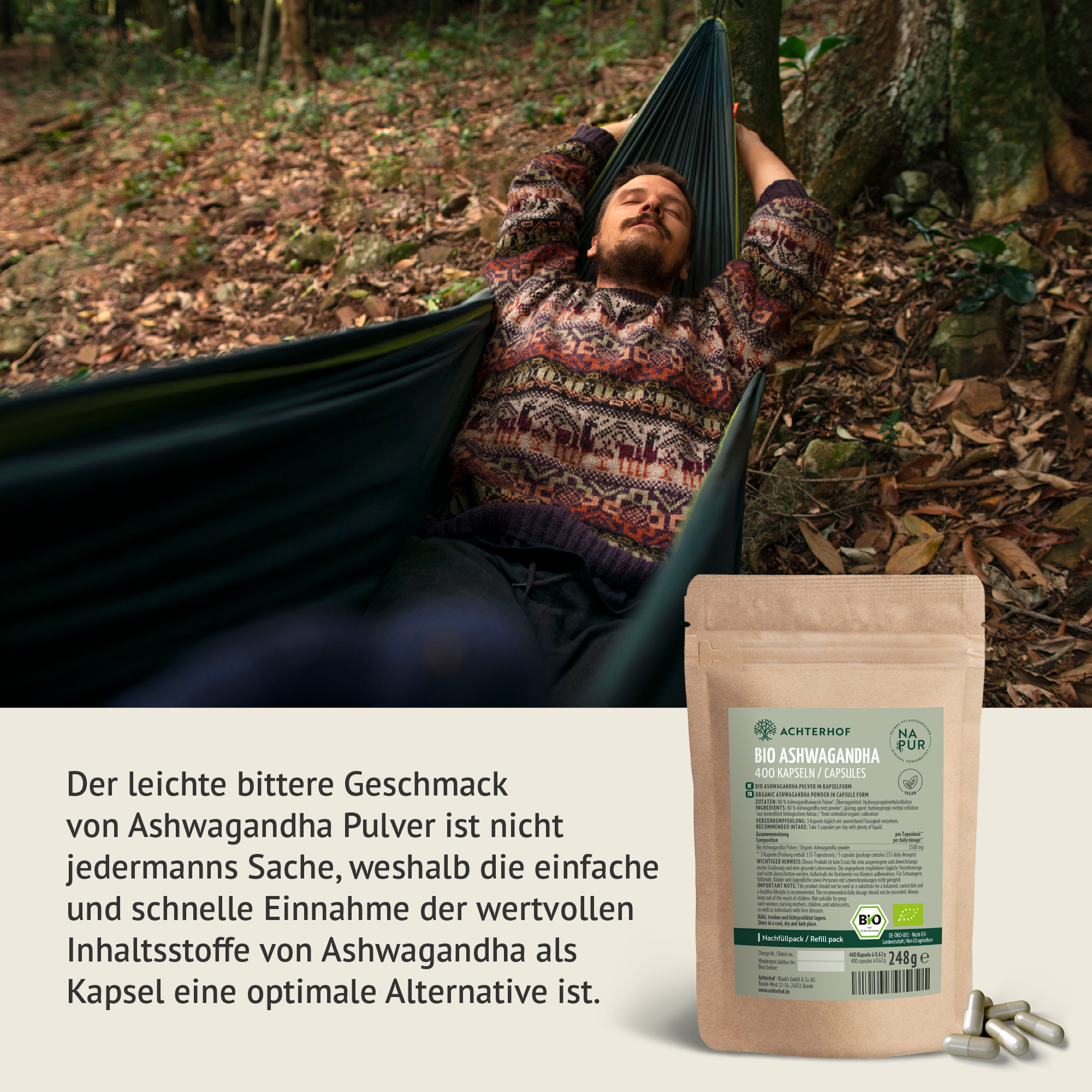 Gélules d'Ashwagandha Bio Recharge (400 gélules)