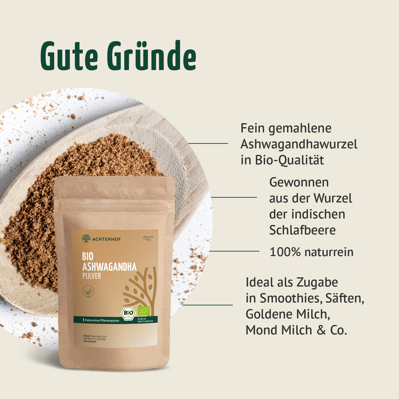 Ashwagandha en poudre Bio (500g)