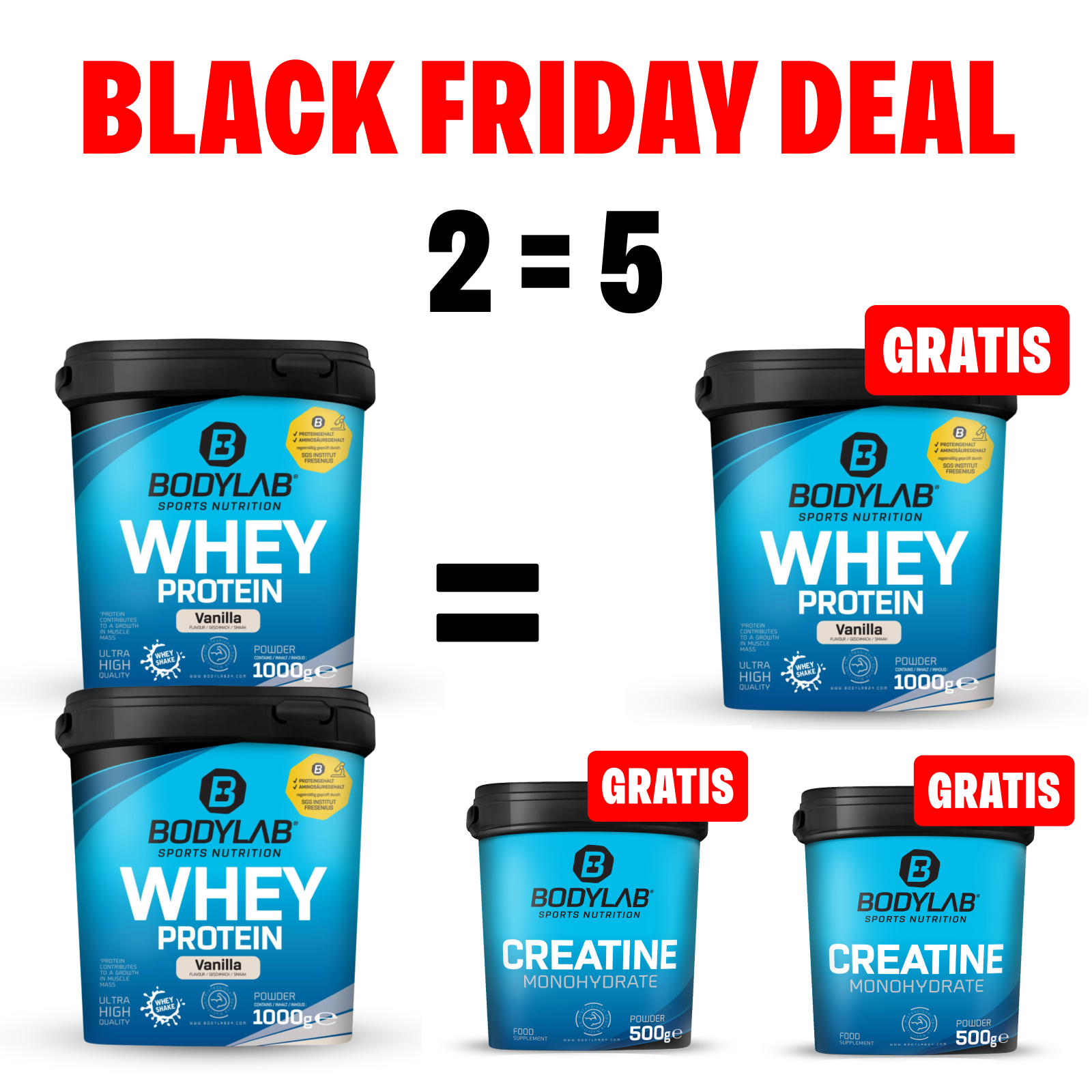 EXKLUSIVER DEAL: 5Für2 Protein-Powerpack mit Gratis Whey + 2x Creatine 500g