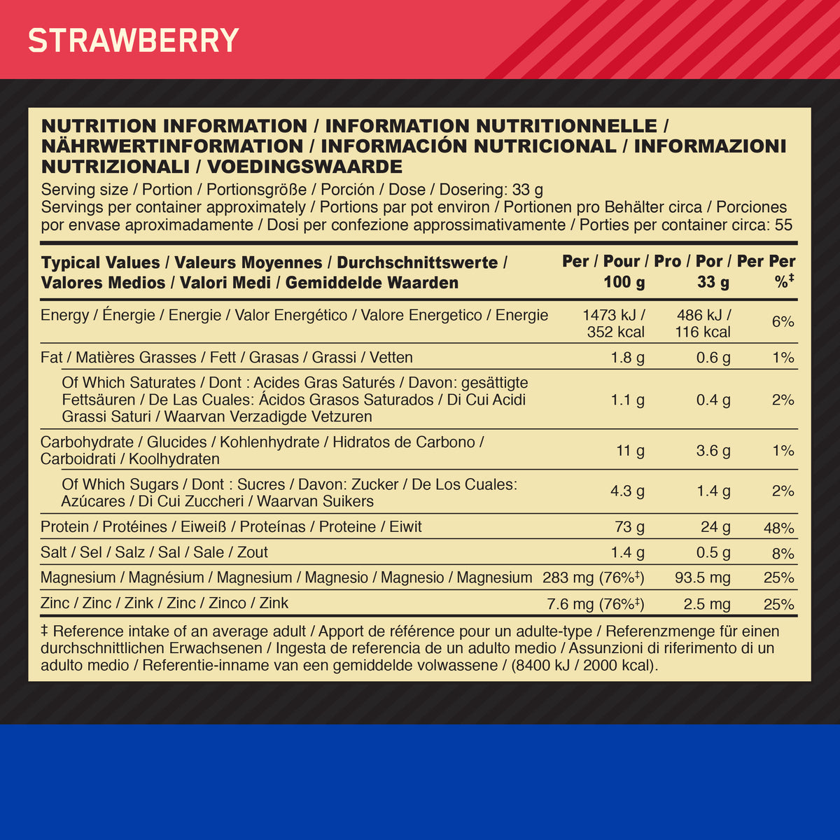 100% Casein Gold Standard (1820g) Strawberry
