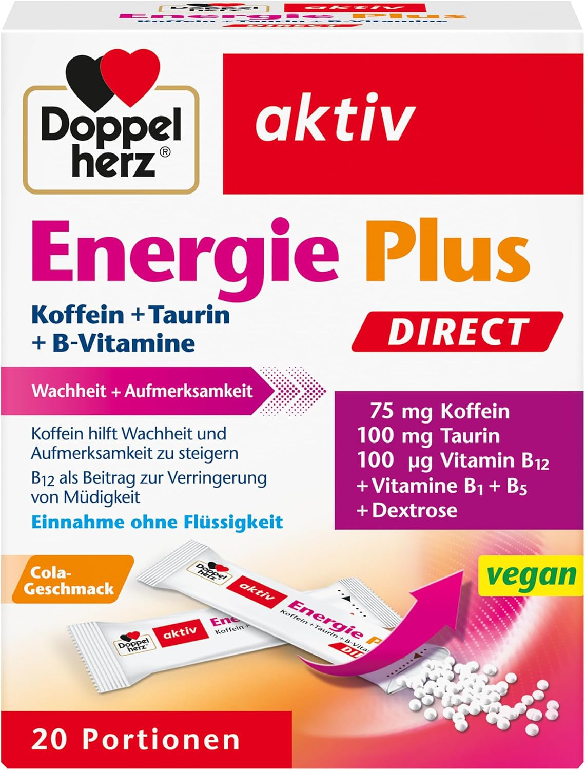 Énergie Plus Caféine + Taurine + Vitamines B Direct (20 sachets doseurs)