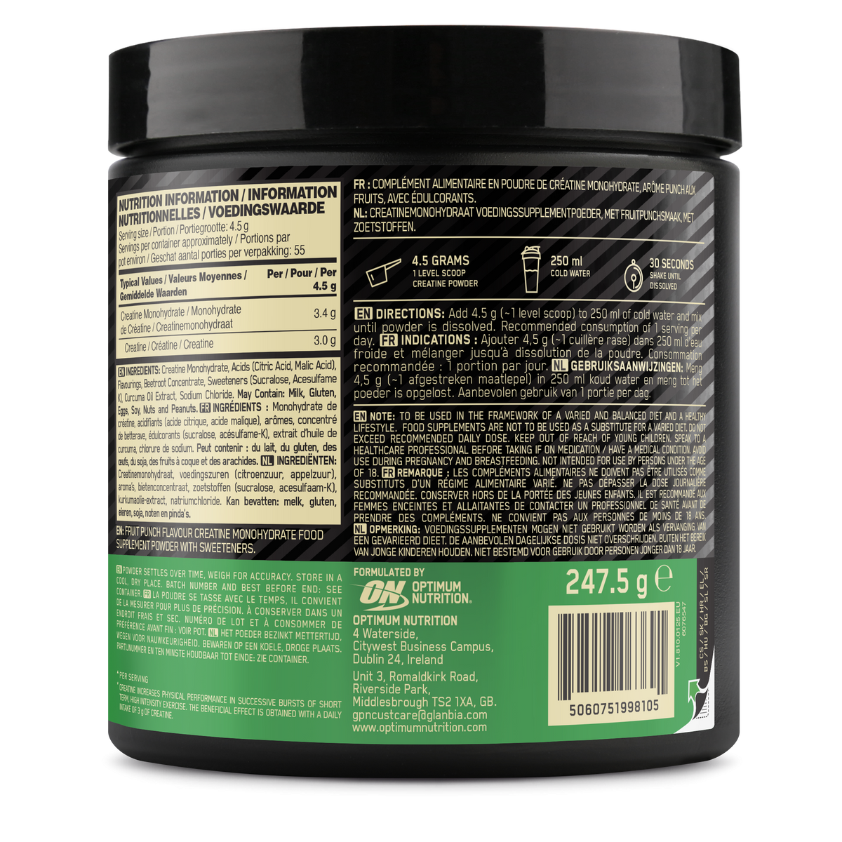 Créatine Micronisée en Poudre Aromatisée (247g)