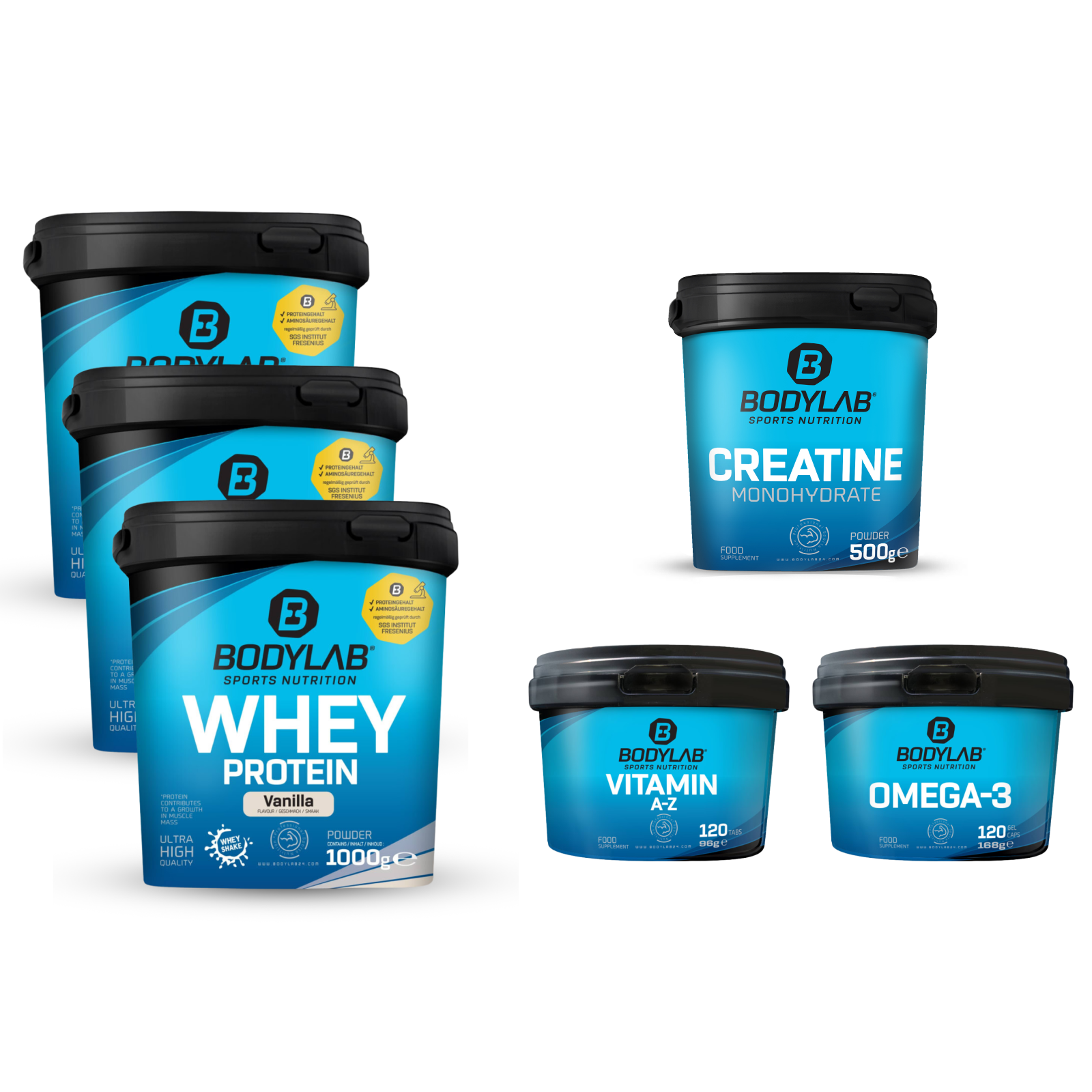 EXKLUSIVER DEAL: 6Für3 Protein-Powerpack mit Gratis Creatine + Omega-3 + Vitamin A-Z