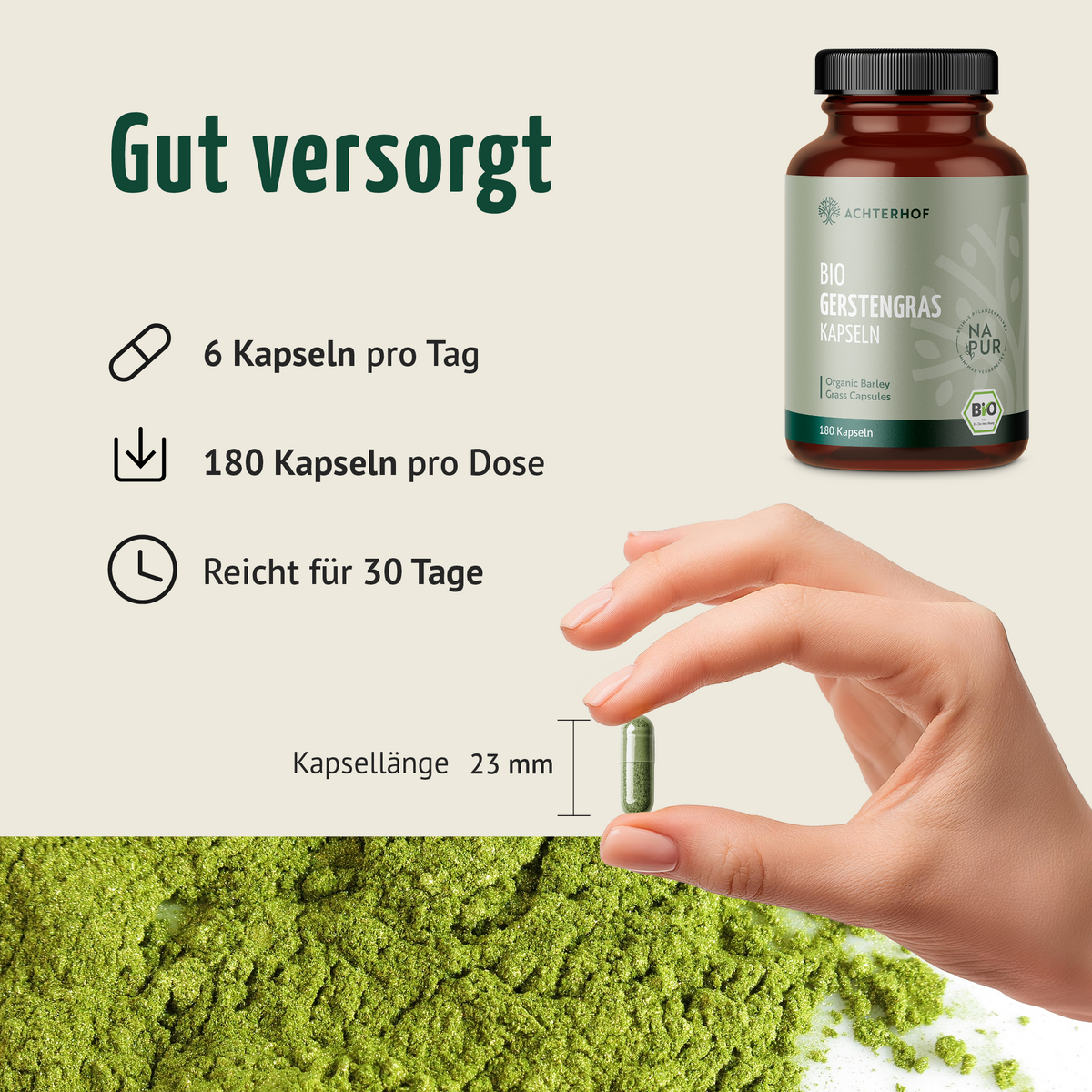 Gélules d'herbe d'orge bio (180 gélules)