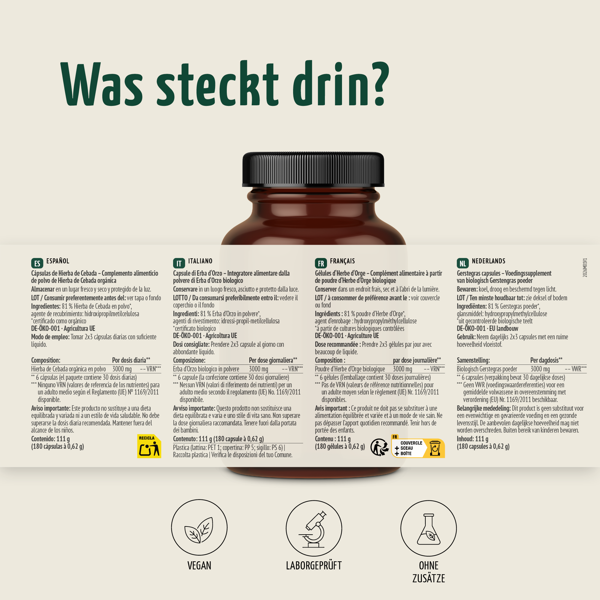 Gerstengras Kapseln Bio (180 Kapseln)