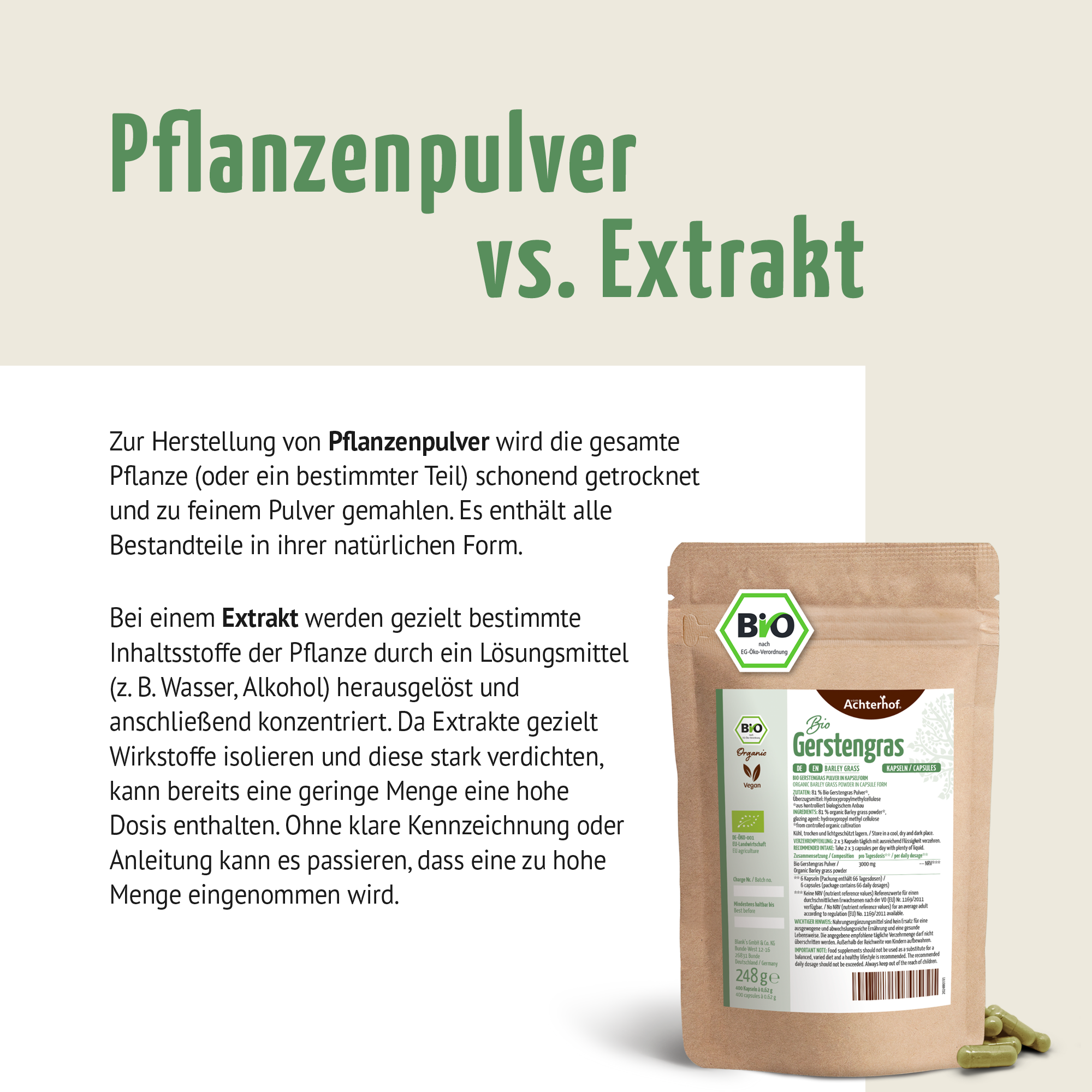 Gerstengras Kapseln Bio Nachfüllpack (400 Kapseln)