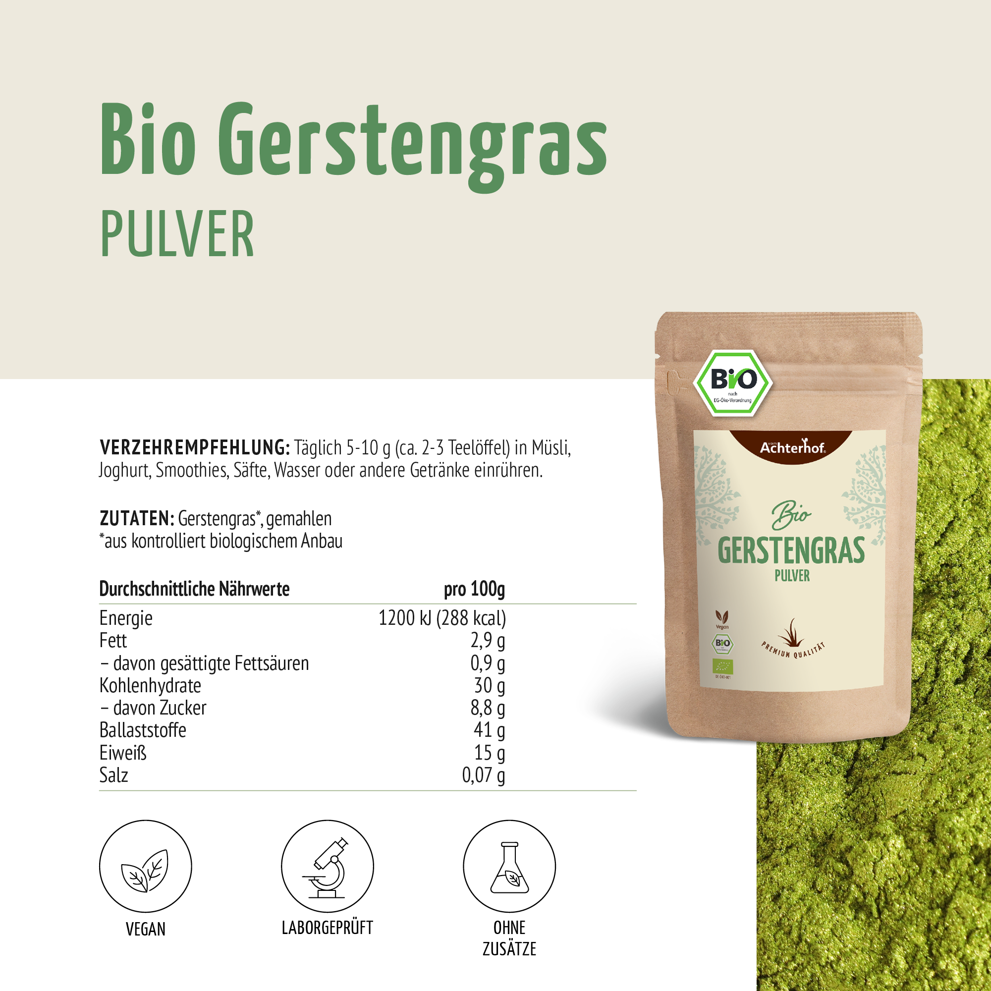 Gerstengras Pulver Bio (500g)
