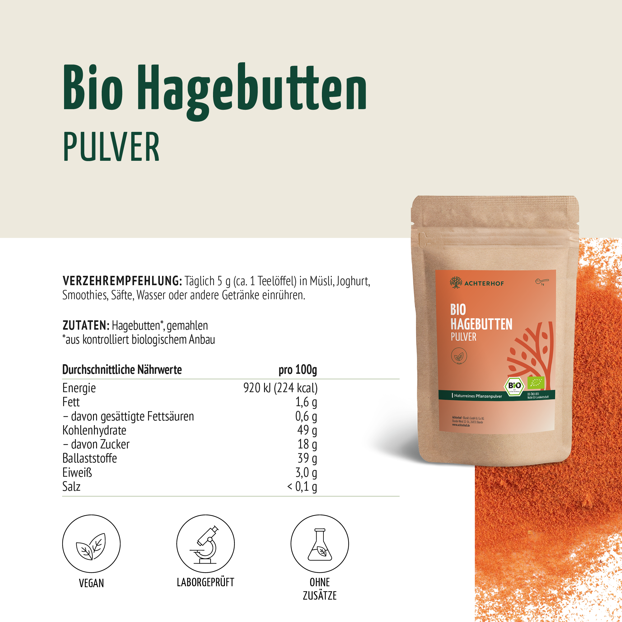 Poudre de cynorrhodon bio (500g)