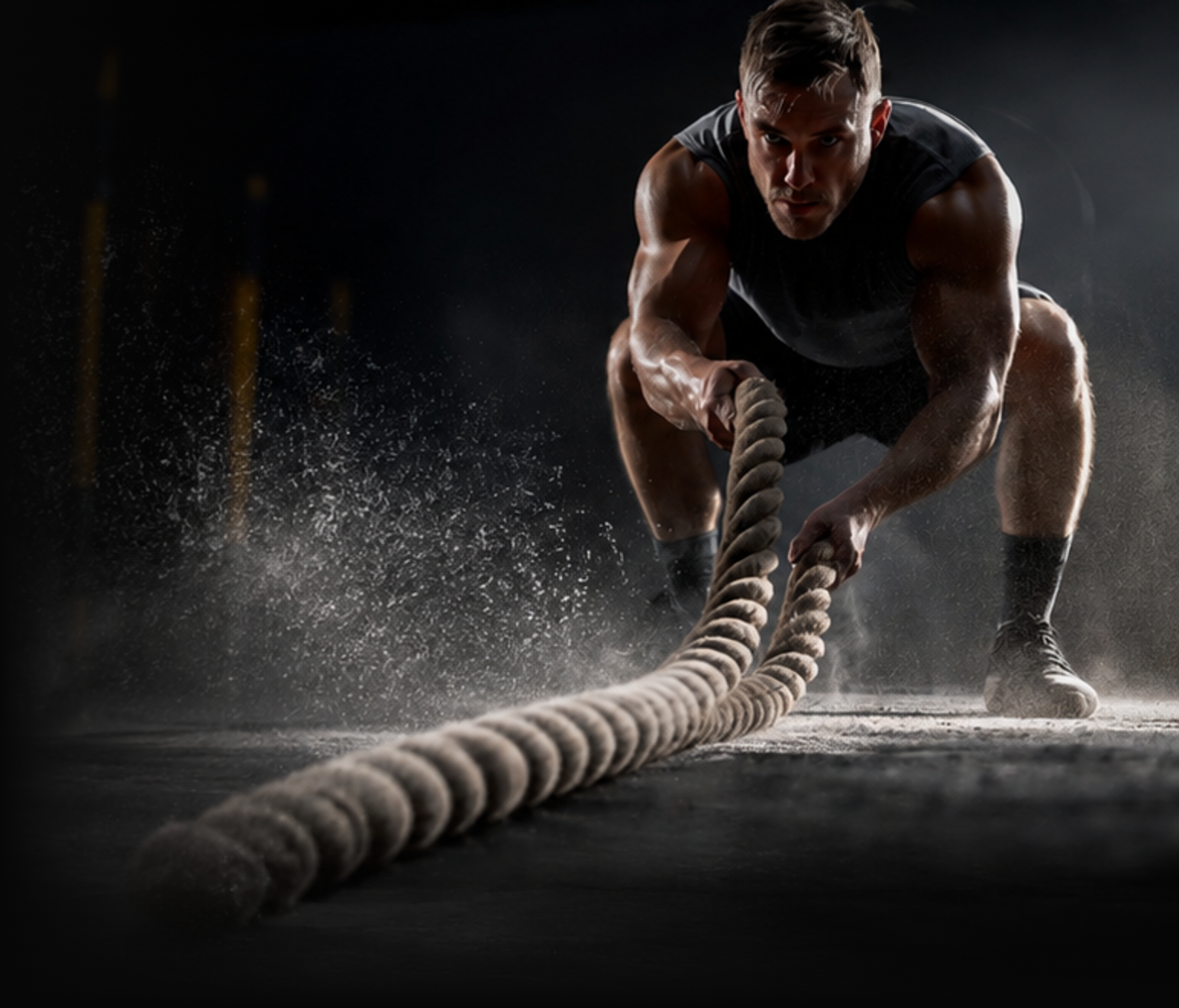 Athlet beim Battle-Rope-Training
