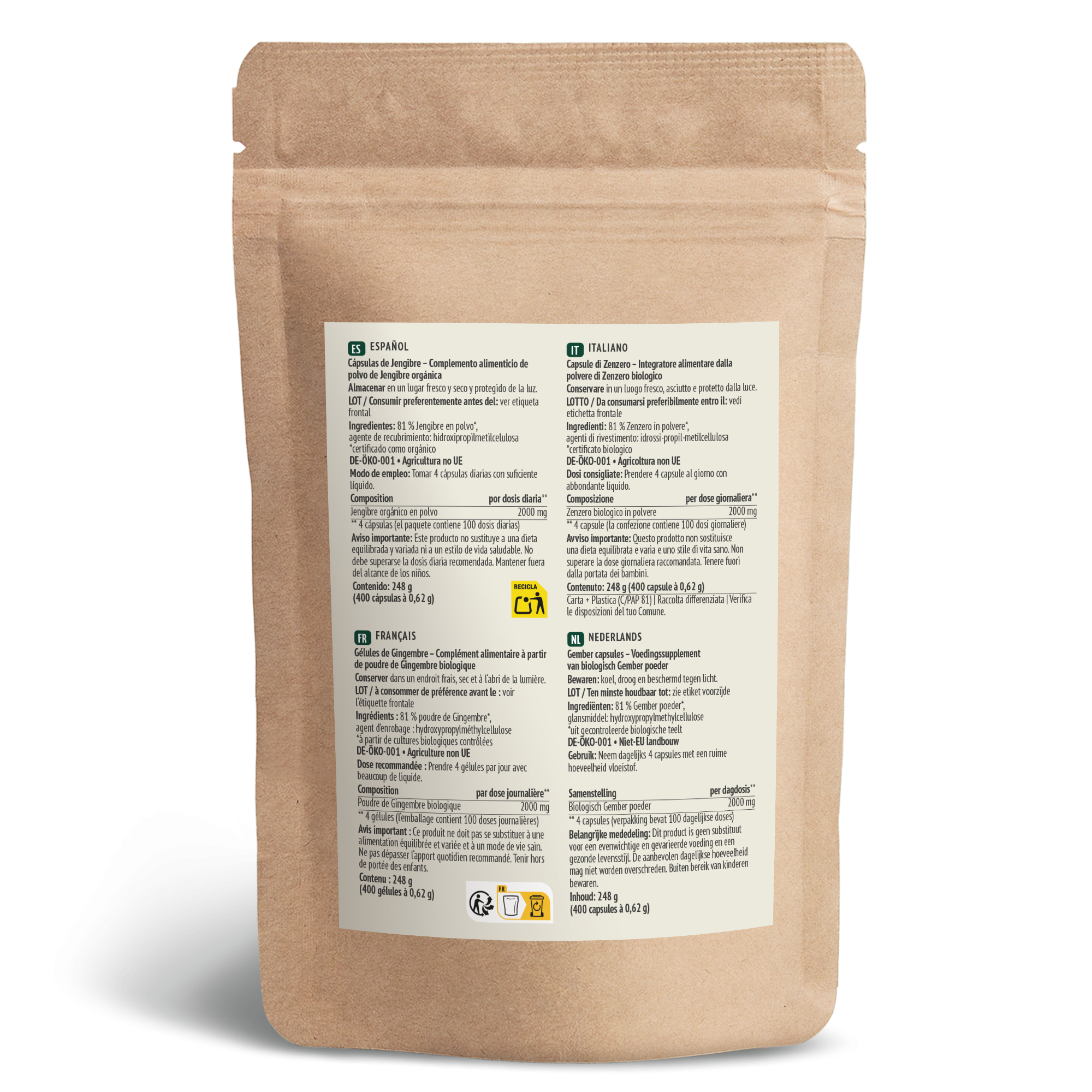 Gélules de Gingembre Bio Recharge (400 gélules)