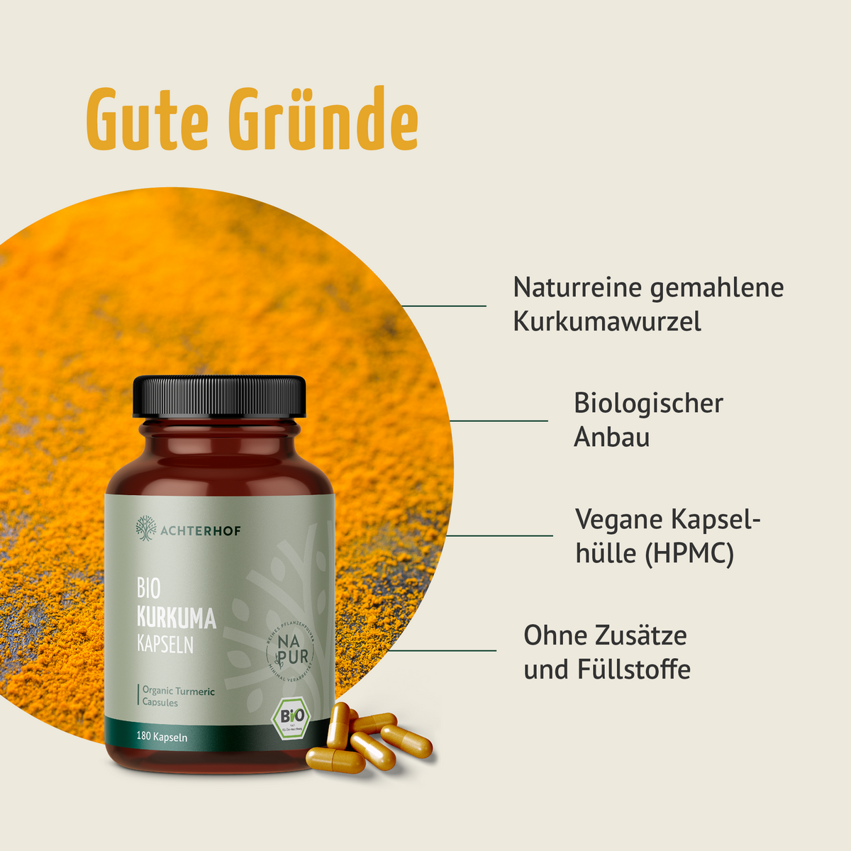 Kurkuma Kapseln Bio (180 Kapseln)