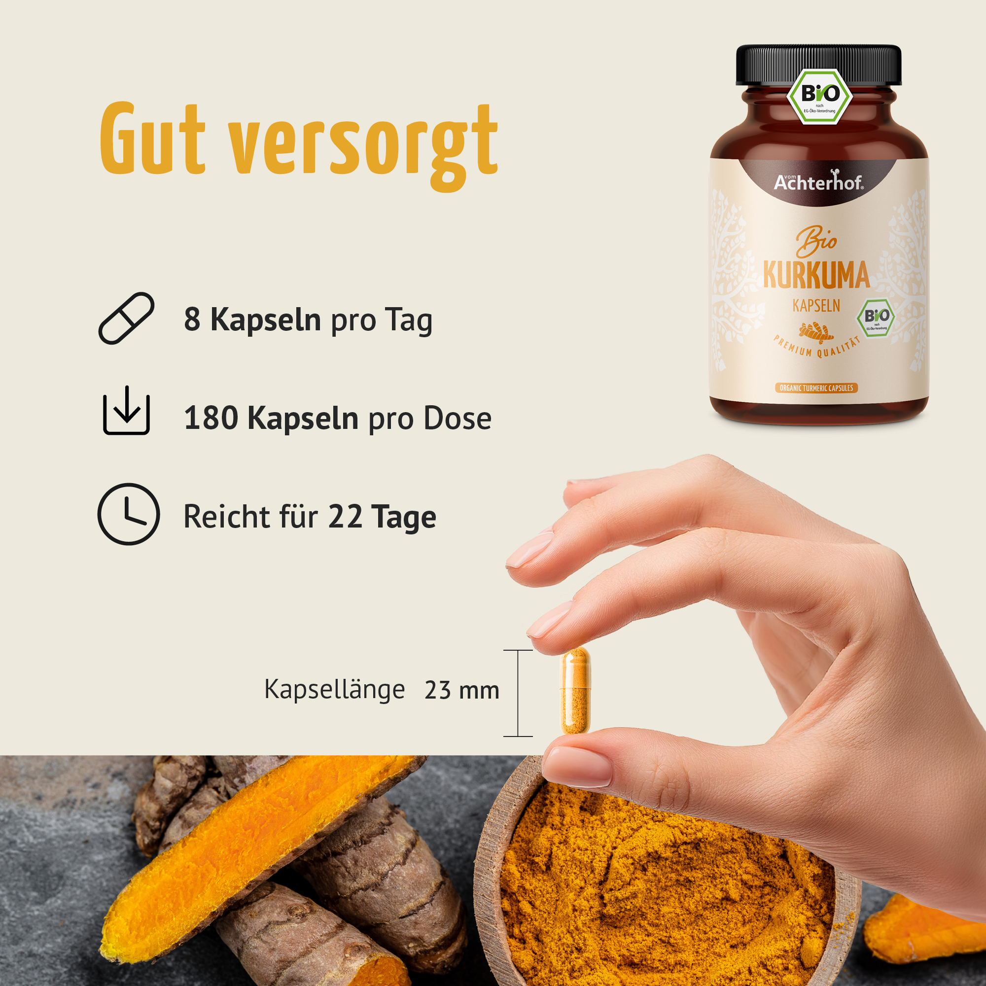 Kurkuma Kapseln Bio (180 Kapseln)