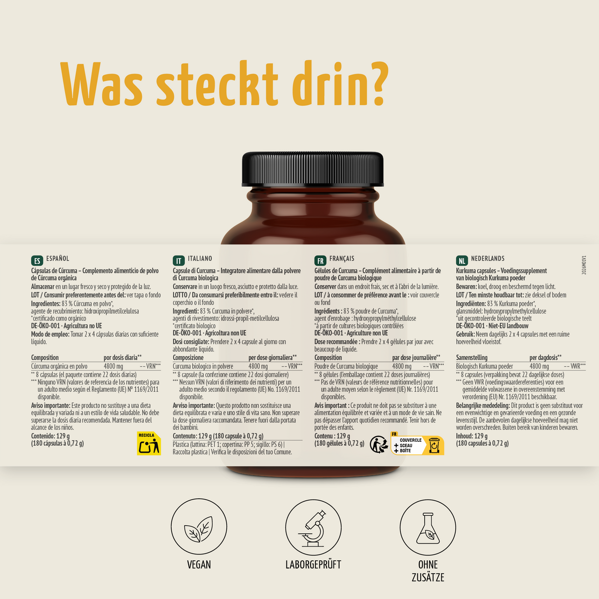 Kurkuma Kapseln Bio (180 Kapseln)