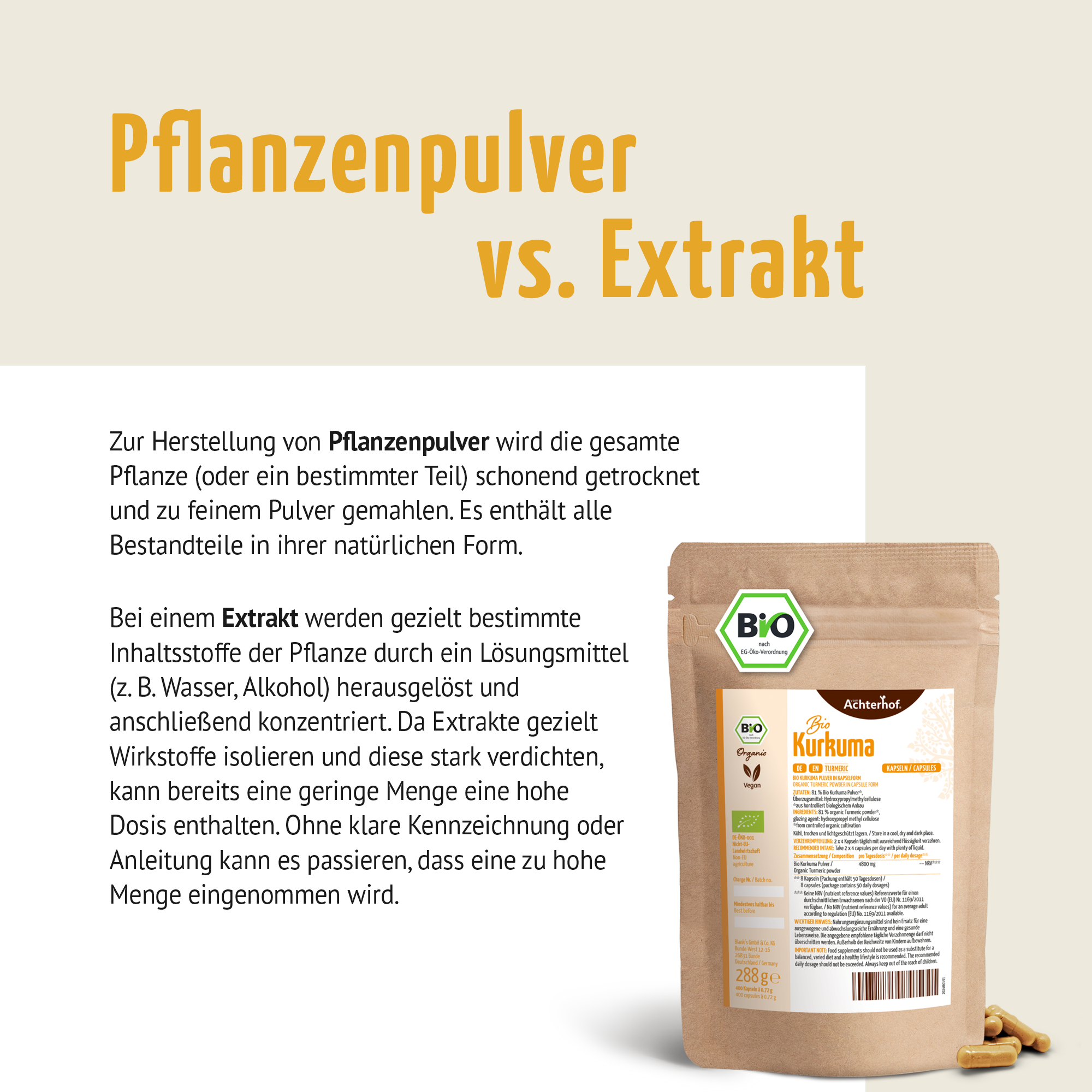 Bio Kurkuma Kapseln Nachfüllpack (400 Kapseln)