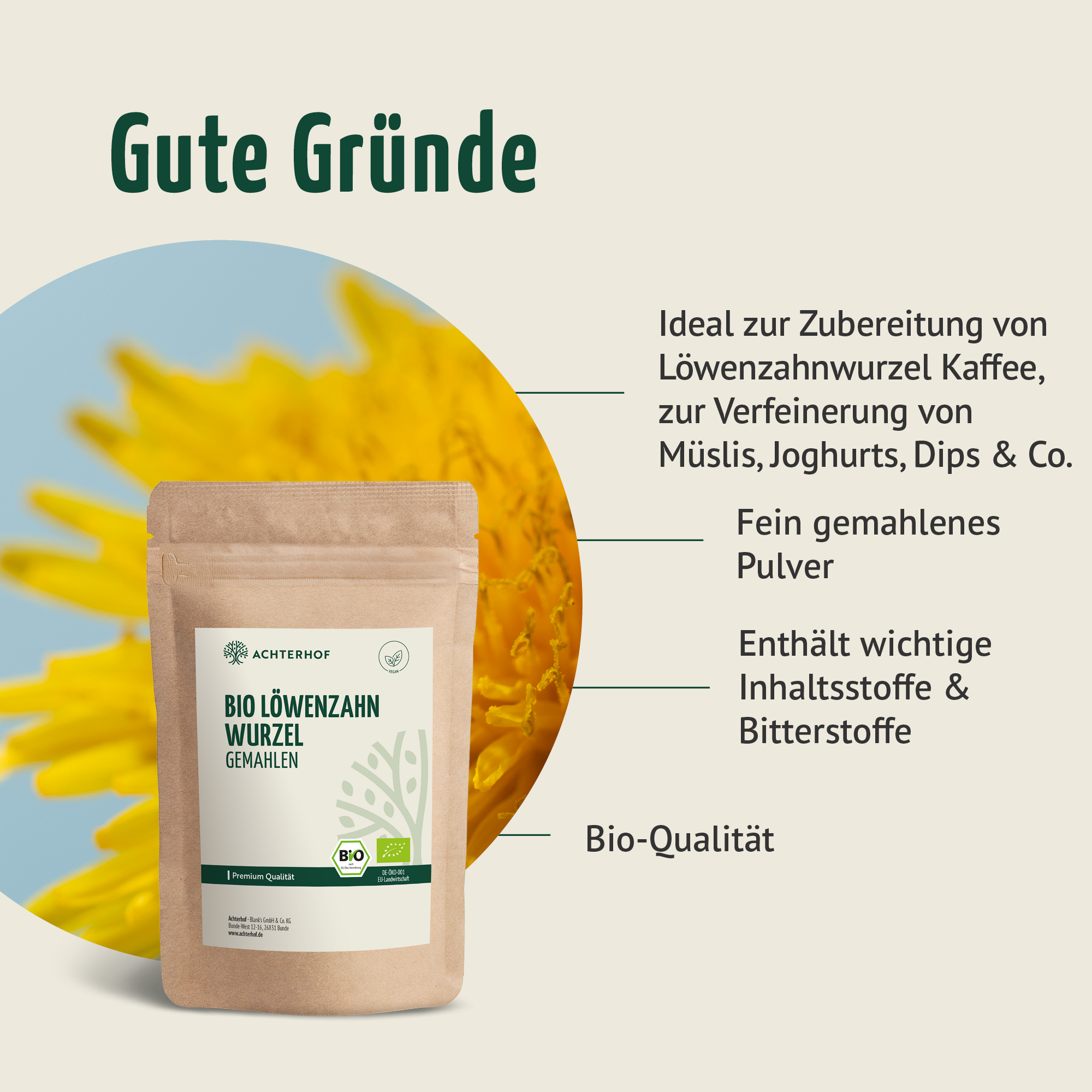 Poudre de Racine de Pissenlit Bio (500g)