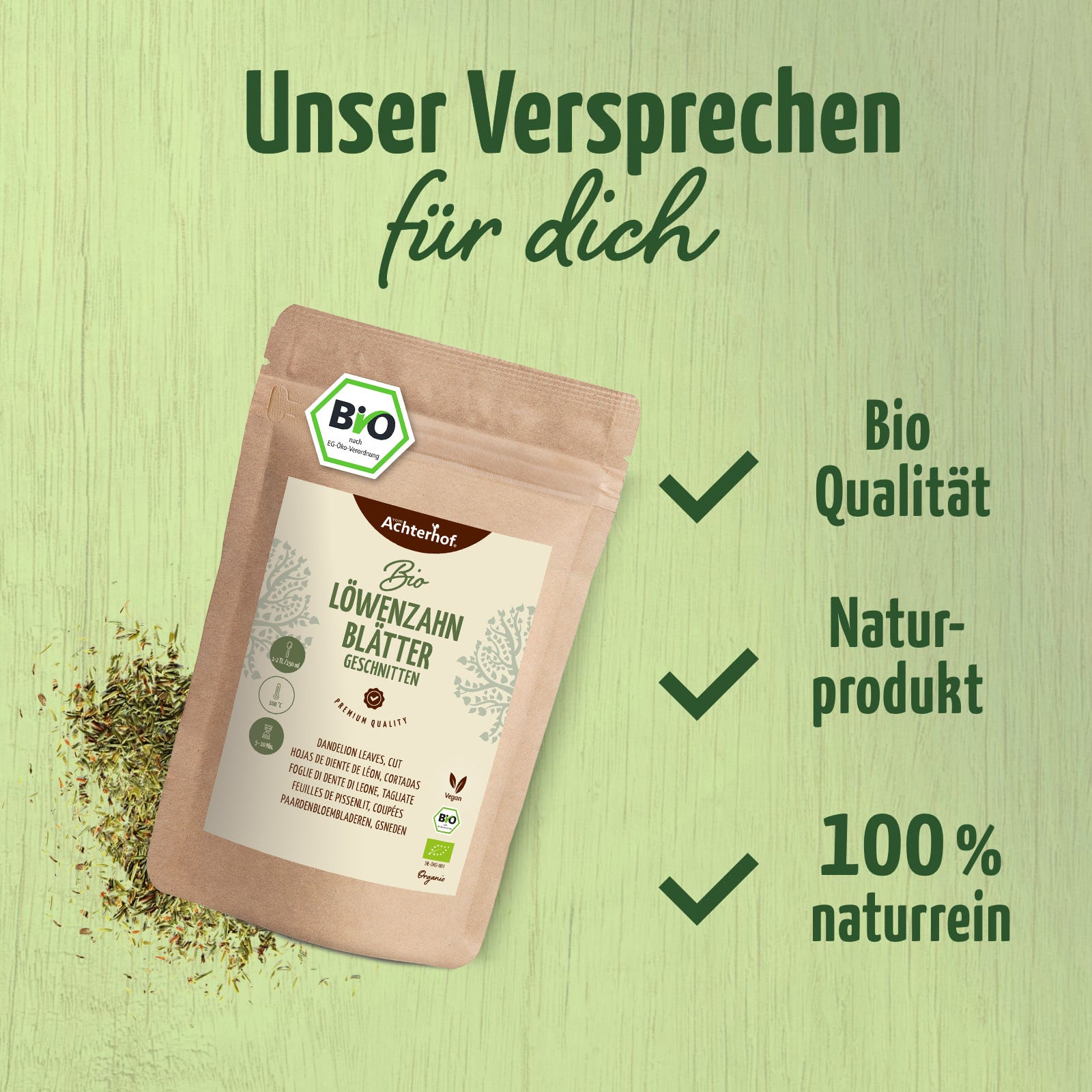 Feuilles de pissenlit coupées bio (100g)