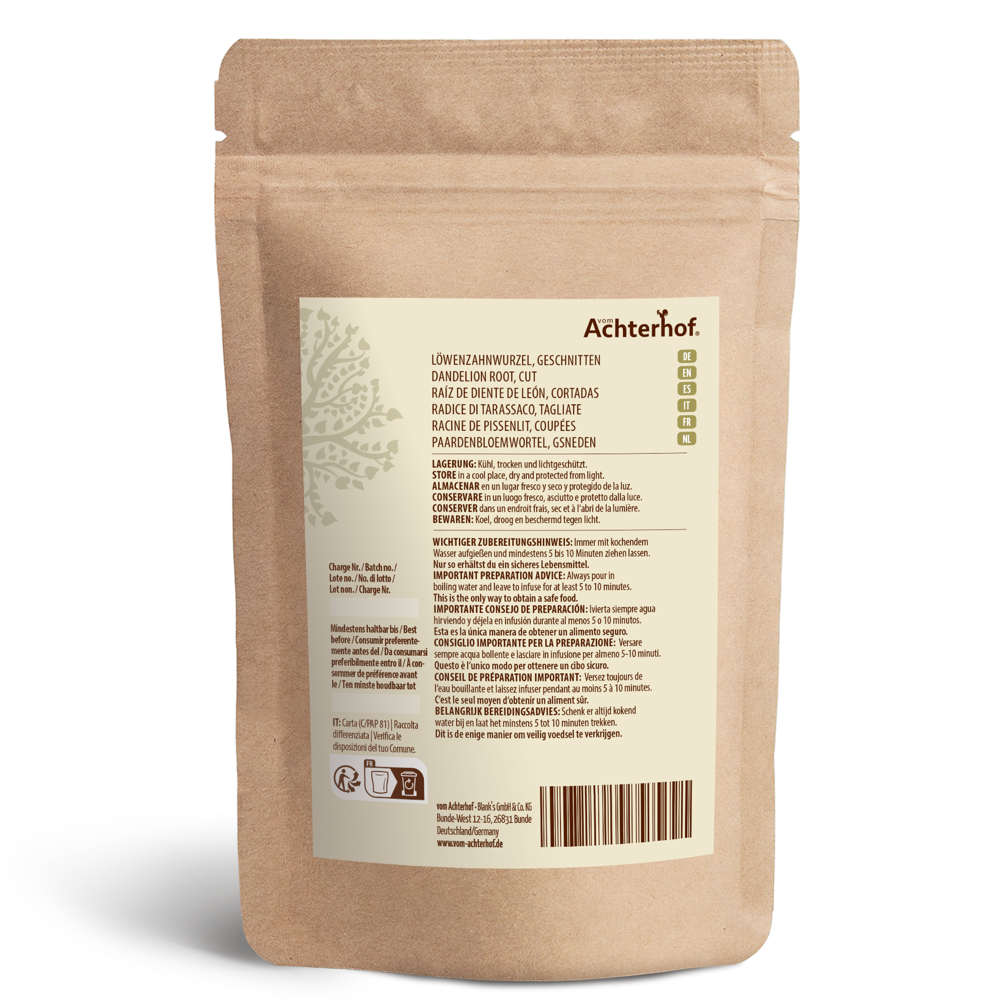 Löwenzahnwurzel geschnitten (1000g)