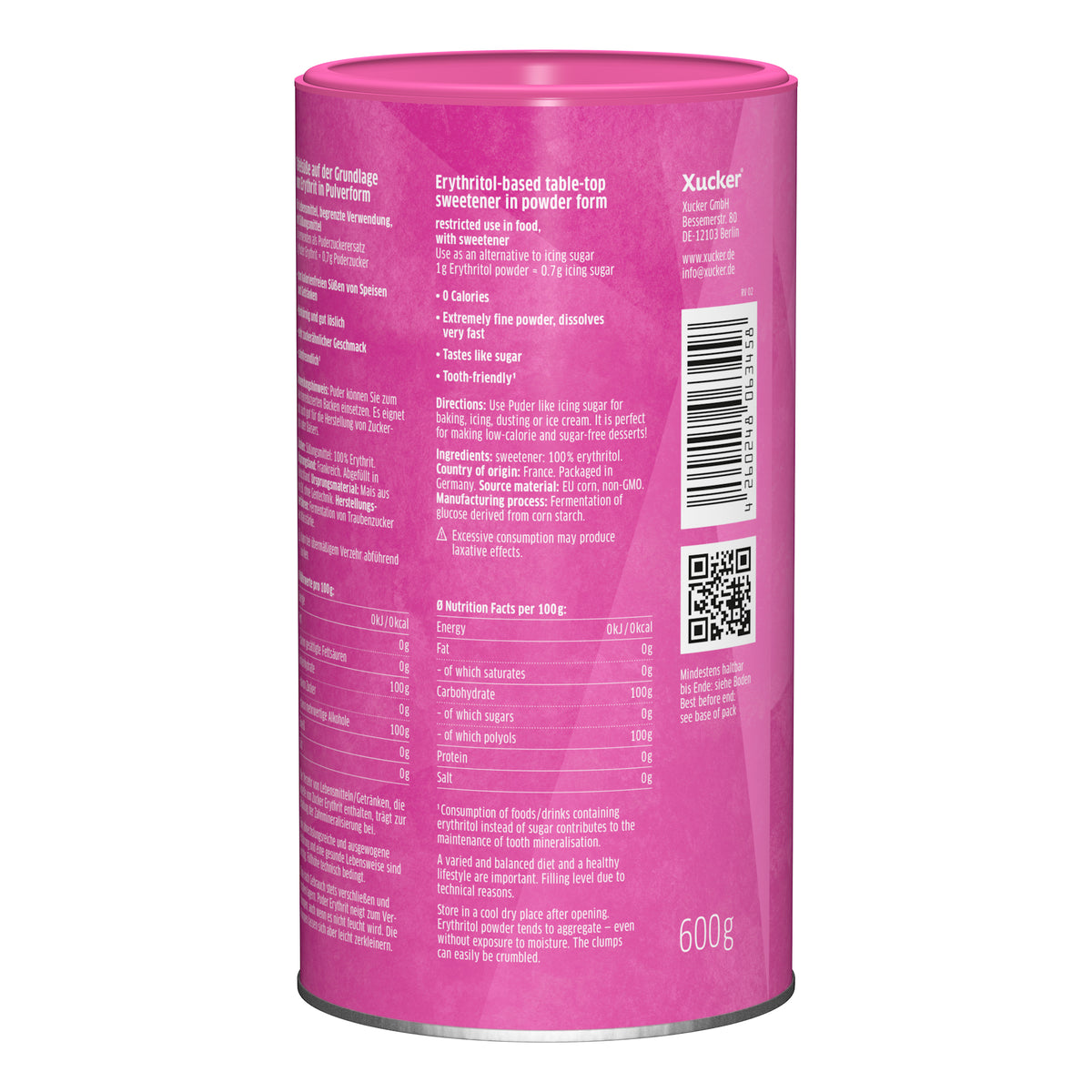 Sucre glace Xucker à l'érythritol (600g)