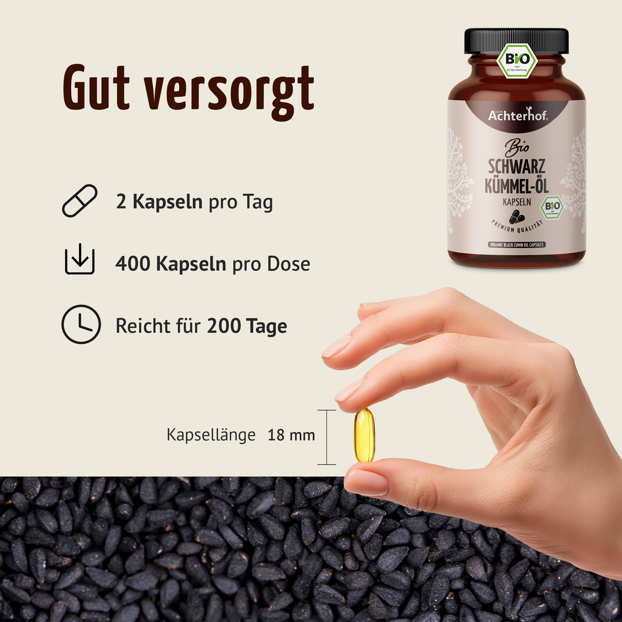 Schwarzkümmel-Öl Kapseln Bio (400 Kapseln)