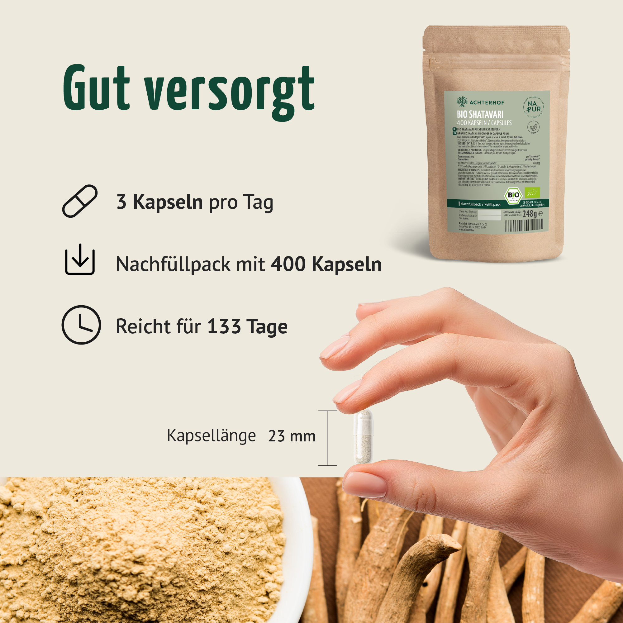 Shatavari Gélules Bio Recharge (400 gélules)