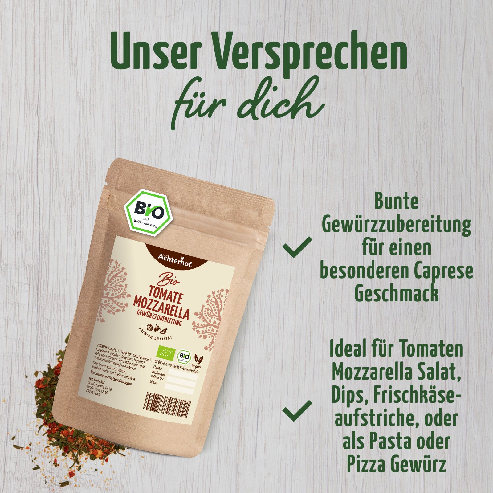 Préparation d'épices Tomate Mozzarella Bio (100g)