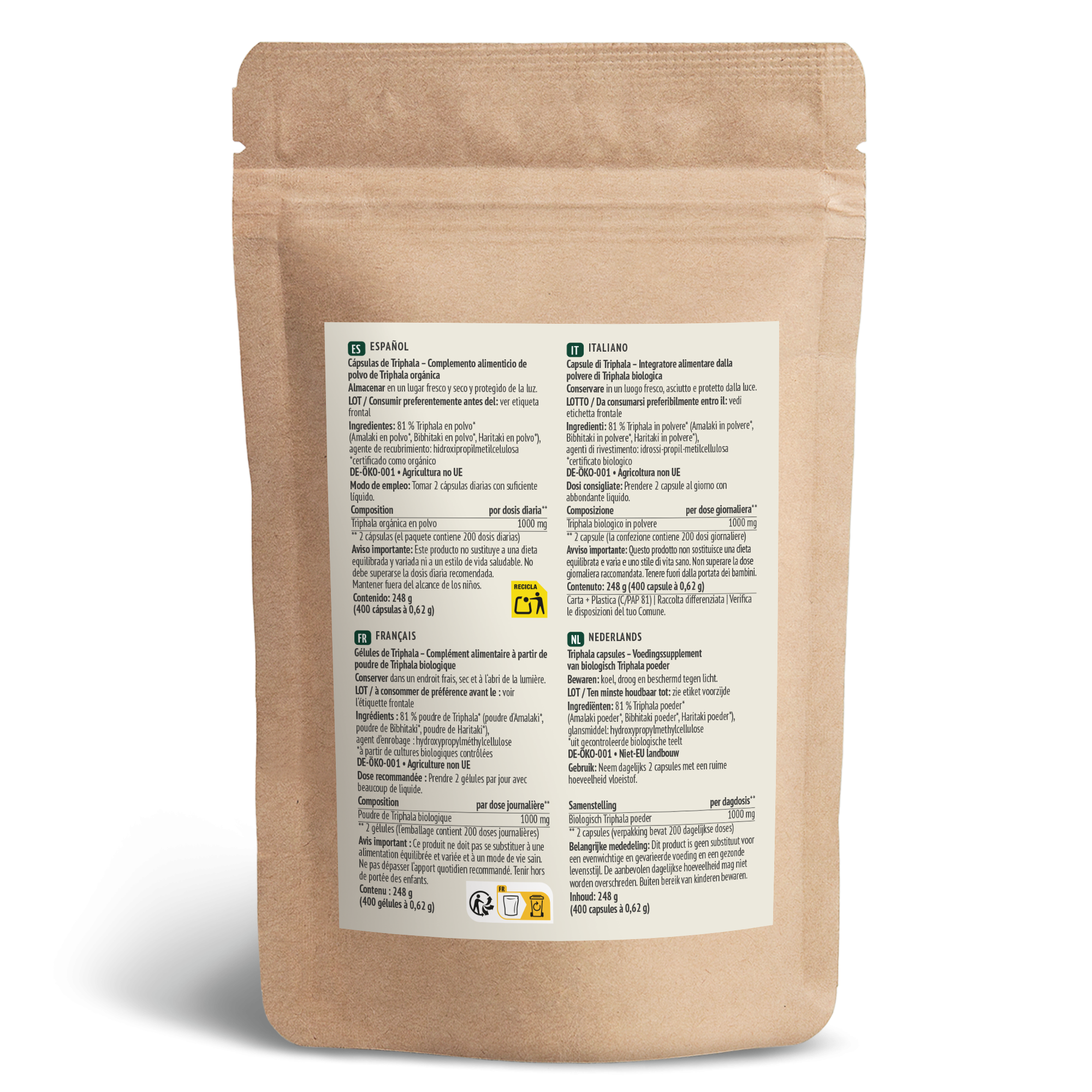 Triphala gélules bio recharge (400 gélules)